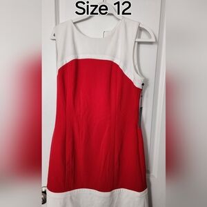 Tommy Hilfiger Women's Dress Red-White Sleeveless Shift Dress